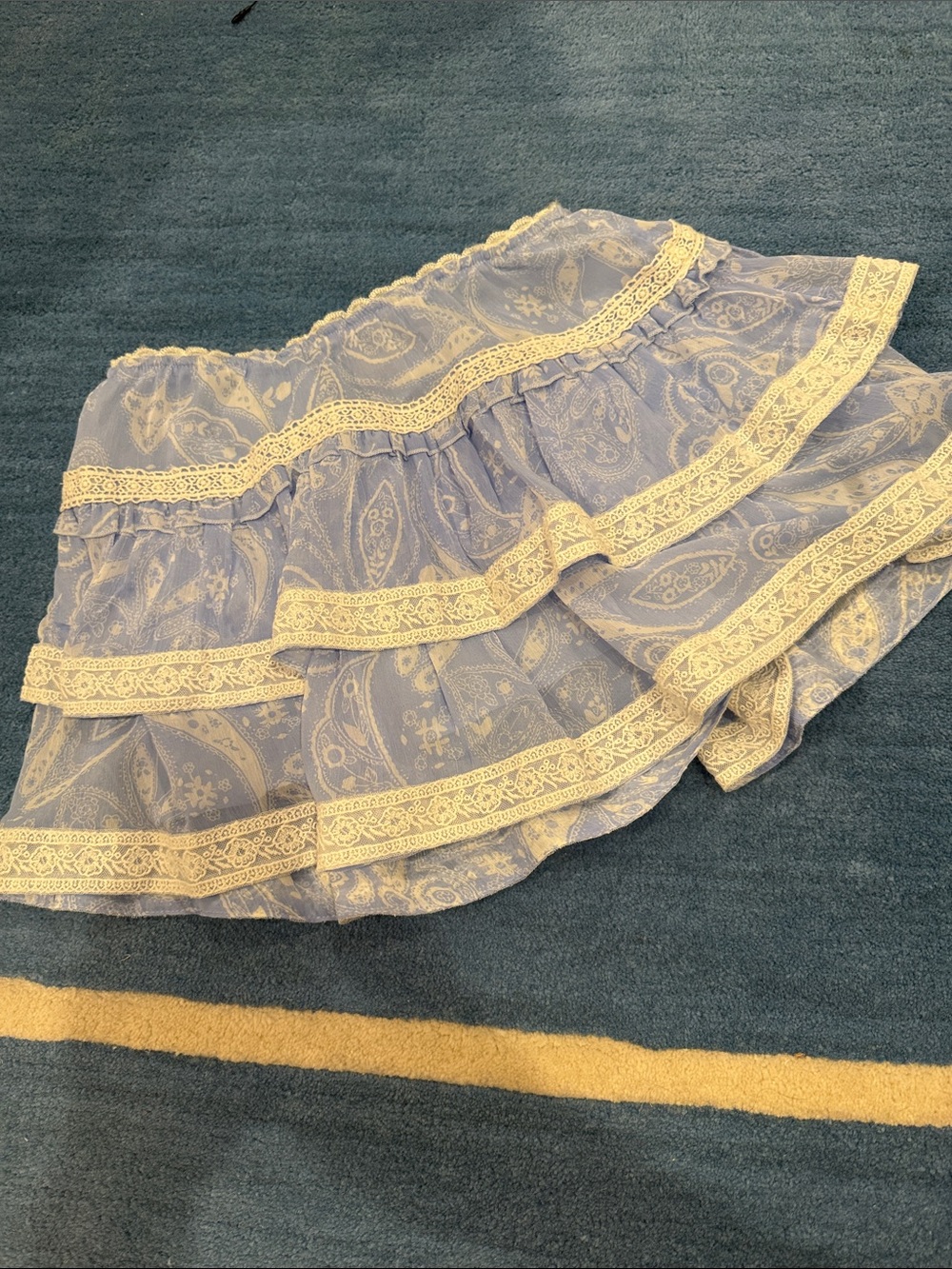 Urban outfitters Light Blue Lace-Trim Tiered Mini Skirt